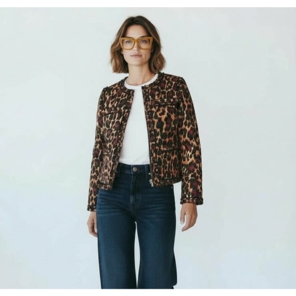 J Crew Leopard Animal Print Quilted Lady Blazer Jacket w Primaloft NWT Size 6